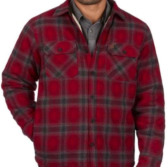 Coleman Thermal Lined Button Down Men’s Large Red Black Plaid Cold Weather - Picture 2 of 5